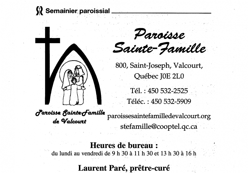 Feuillet Paroisse SainteFamille de Valcourt