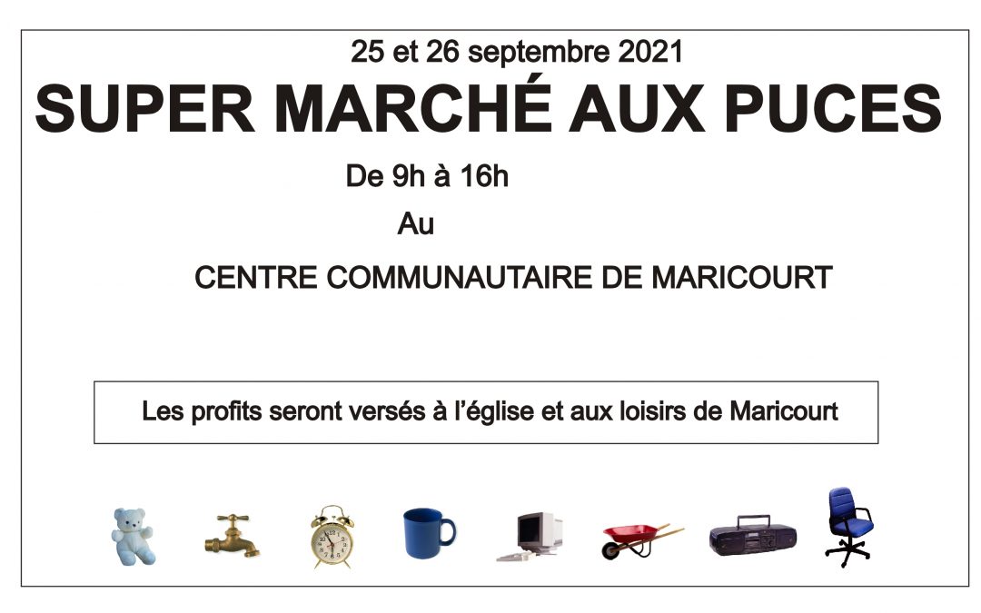 marché aux puces, Maricourt, paroisse Sainte-Famille de Valcourt