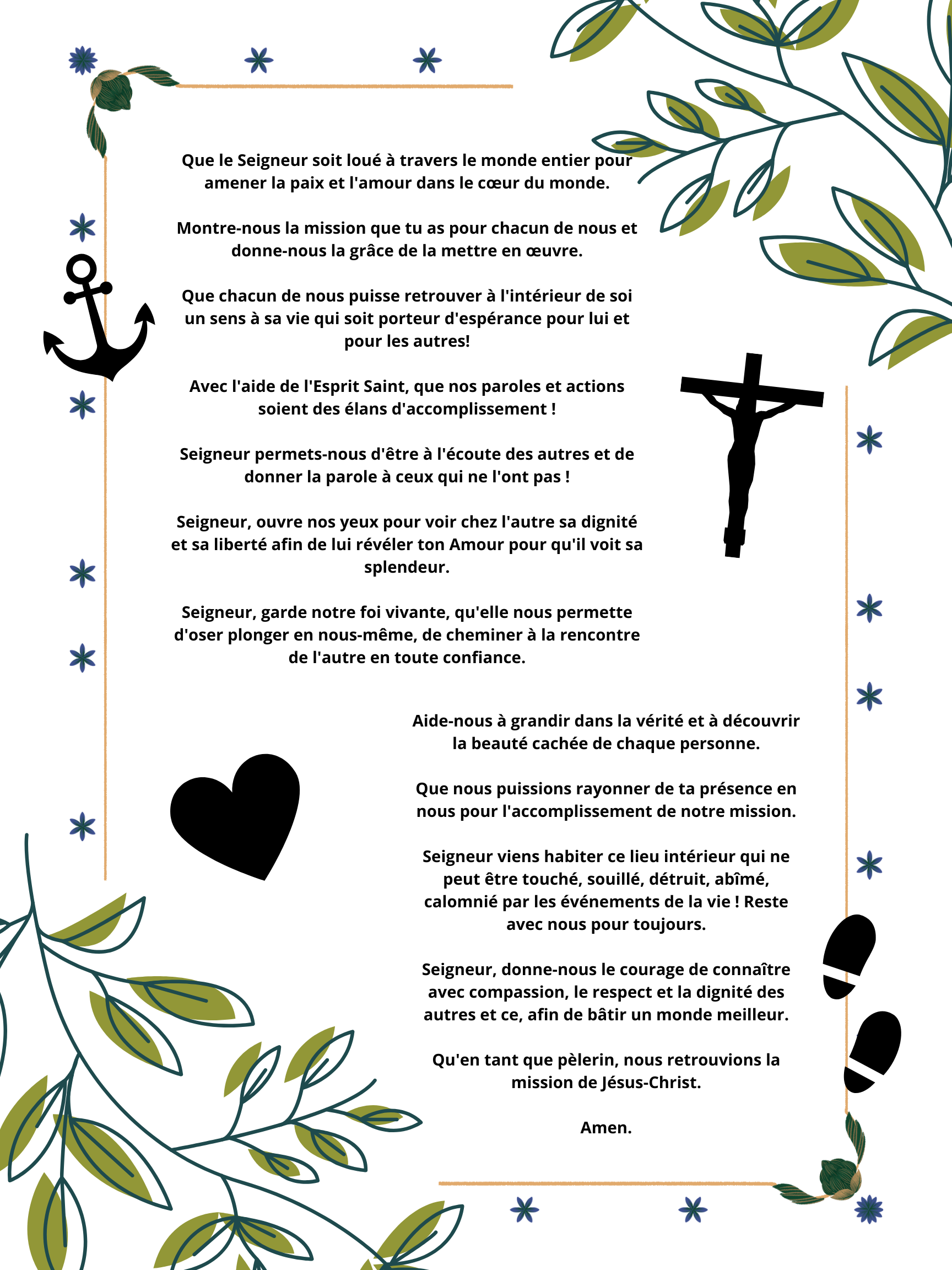 prière missionnaire d'espérance, secteur des vallées, paroisse Sainte-Famille de Valcourt